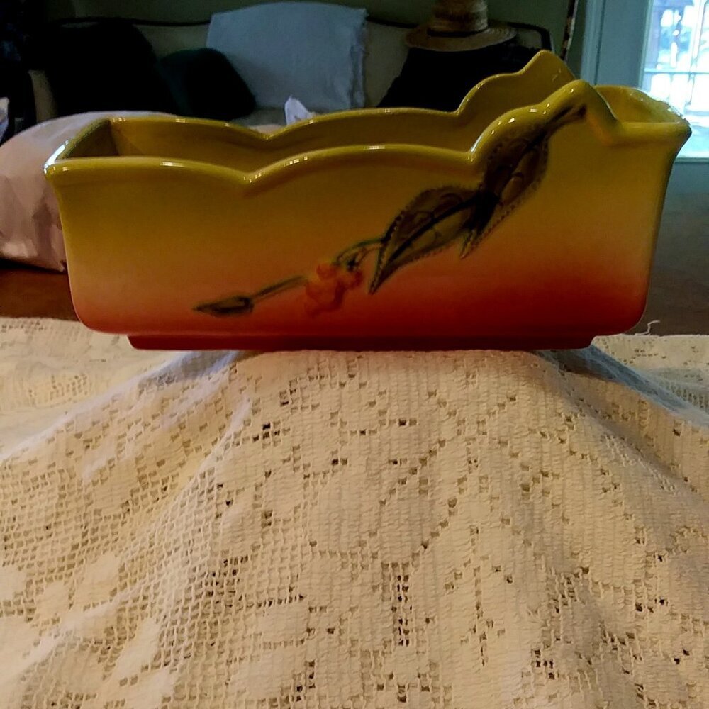 Vintage Hull Woodland Ceramic Pottery Planter Pink Green Yellow - Picture 4 of 13